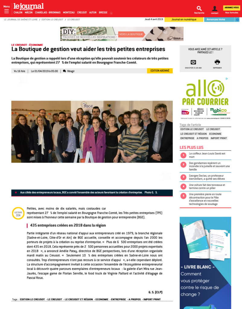 Article du JSL le 1er avril 2019 - Galerie Mira