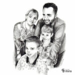 Portrait famille, crayon graphite
